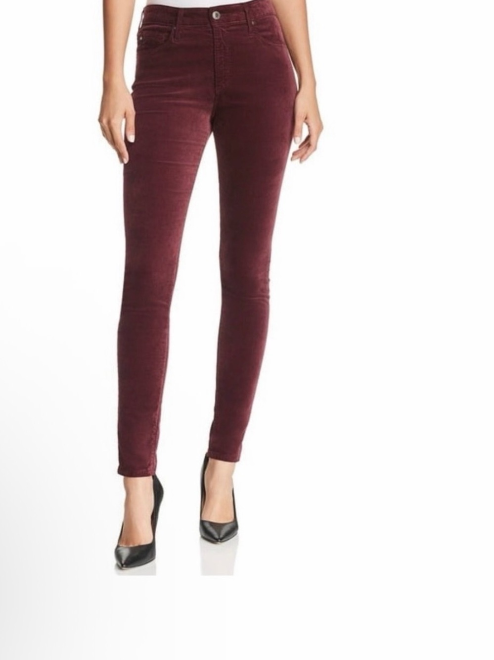 AG Adriano Goldschmied Womens 28R Jeans The Prima Cigarette Leg Maroon Skinny